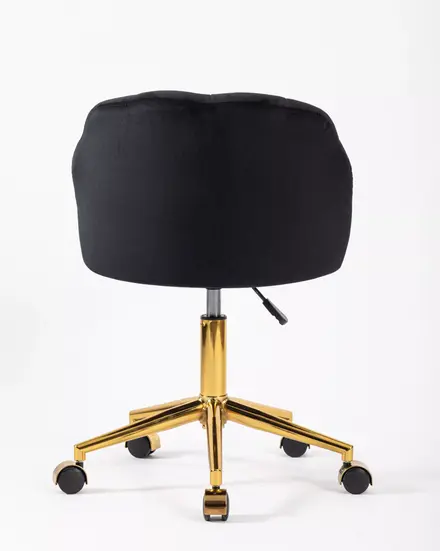 Banqueta giratória estofada preta com base dourada