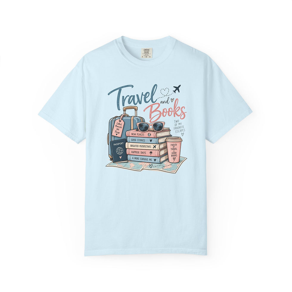Thumbnail: Travel & Books T-Shirt | Book Lover Travel Adventure Tee