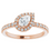 Thumbnail: Halo Slanted Stone Diamond Accented Engagement Ring