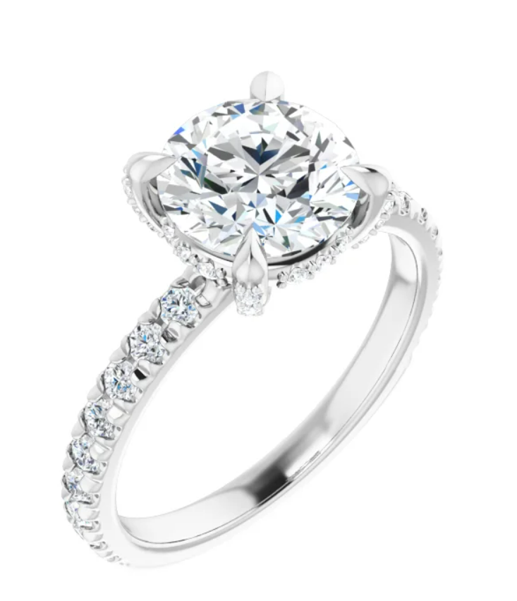 Thumbnail: Hidden Halo Diamond Accented Engagement Ring
