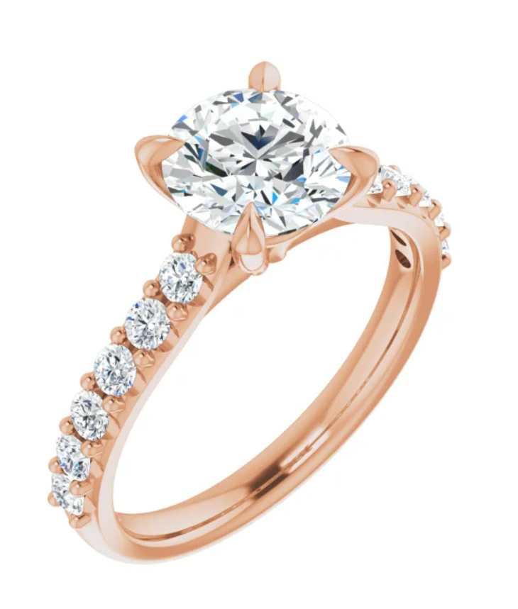 Thumbnail: Cathedral style Diamond Accented Engagement Ring