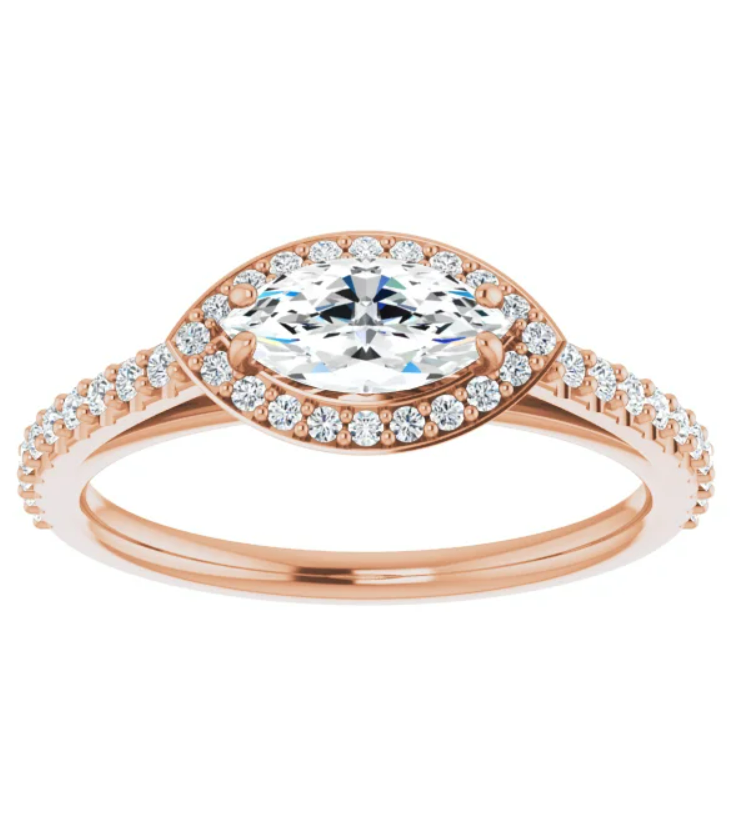 Thumbnail: East - West Halo Engagement Ring