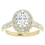 Thumbnail: Halo Graduated Diamond Accented Engagement Ring