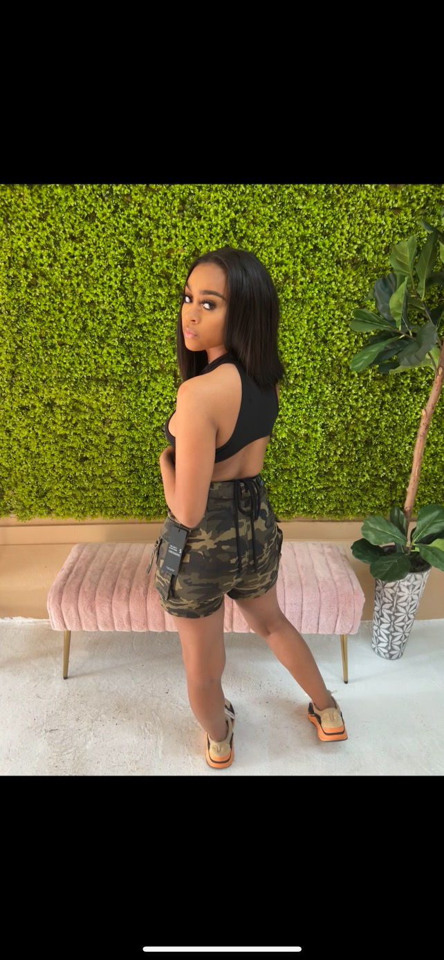 High Waisted Camo Shorts
