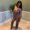 Thumbnail: Backless Leopard Jumpsuit With Head Scarf