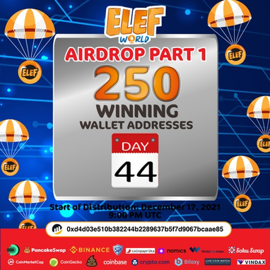 Airdrop 1 Release - Day 44 - Jan 29, 2022 9PM UTC