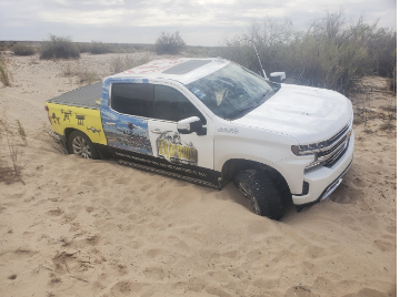 EAP truck stuck in the sand