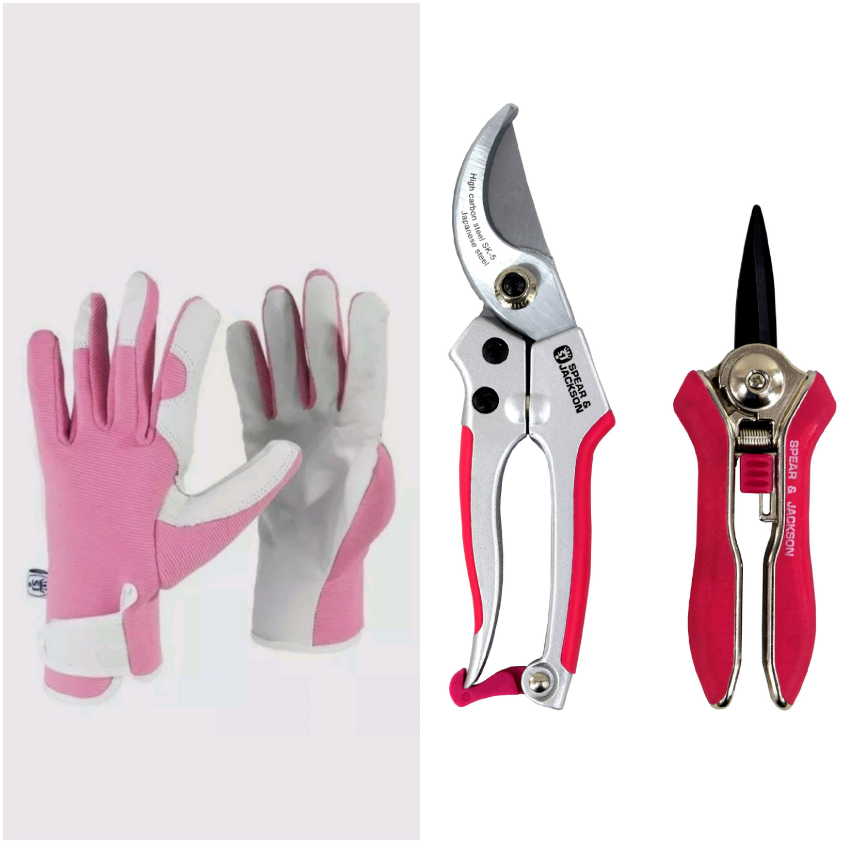 SPEAR&JACKSON GARDENERS GIFT SET PINK GLOVES & PINK SECATEURS SET
