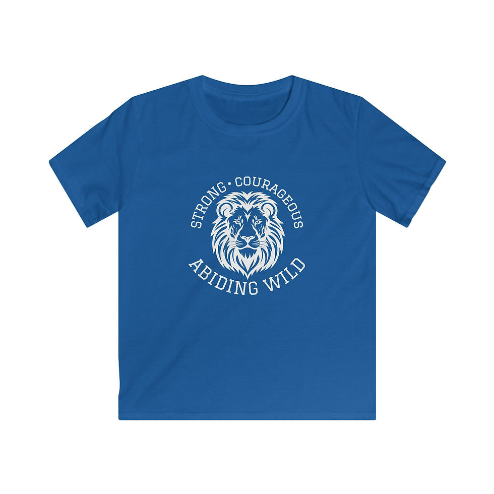 Thumbnail: Wildlings Youth Tee 'Strong • Courageous • Abiding Wild' Lion Graphic