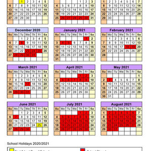 School Calendar 2020-2021