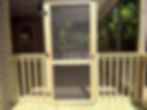 Screened porch with natural wood framing built by Backyard Bros