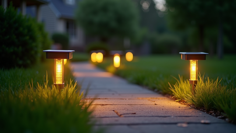 Pathway lighting on paving path