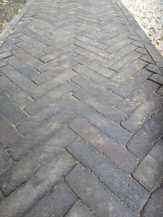 Herringbone garden path in Kennington, South London made from Lugano London Stone clay pavers