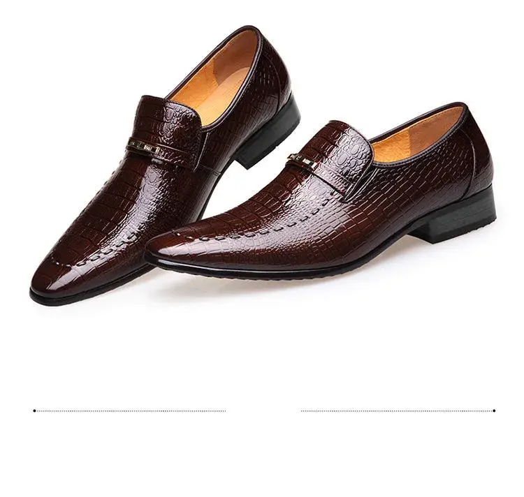 الصورة المصغرة: S0392X Sapatos masculinos casuais de couro com relevo, cano baixo