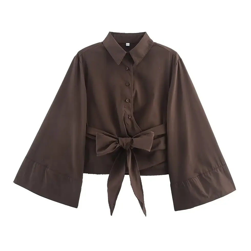 Миниатюра: New Chic Fashion Two Colours Double Front Poplin Vintage Longa feminina camisas