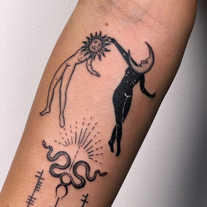 Blackwork, illustrative, tattoos