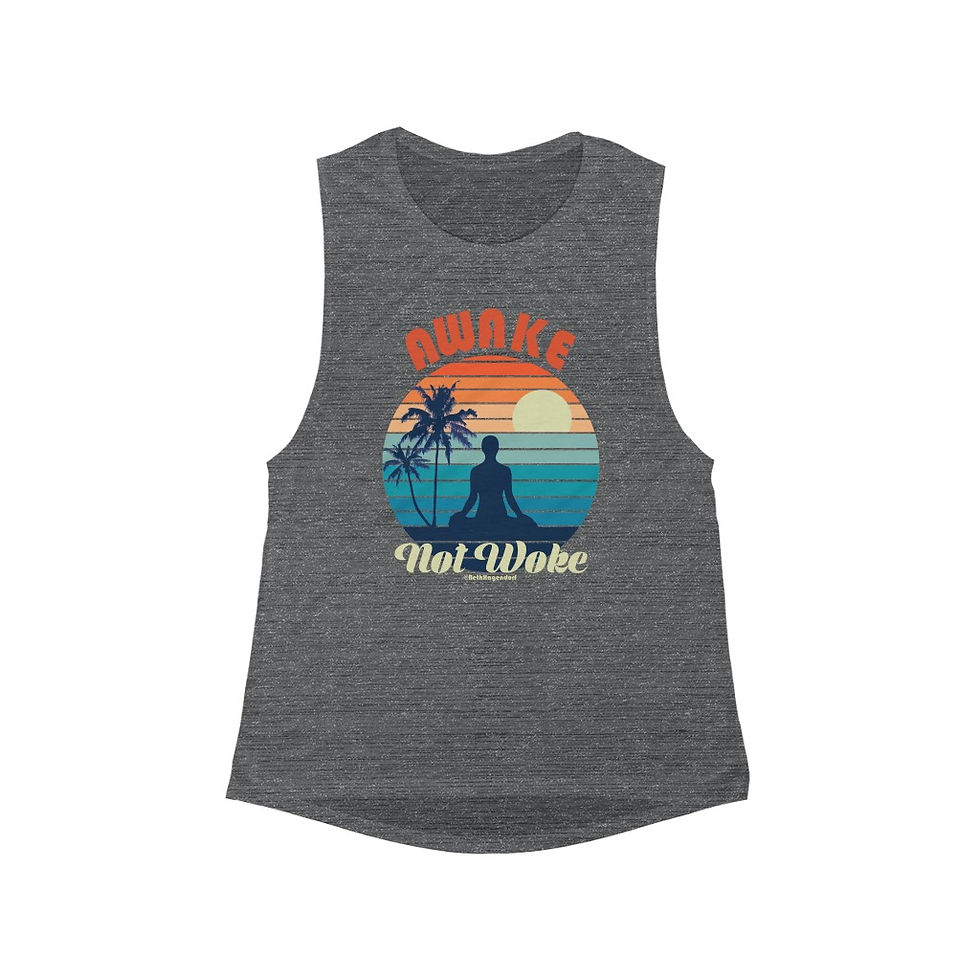 Thumbnail: Awake Not Woke - Women's Flowy Scoop Muscle Tank Vintage Style Tank