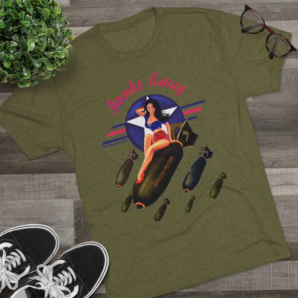 Thumbnail: Bombs Away - Unisex Soft Triblend - Patriotic Pin Up Girl Retro Vintage Tee