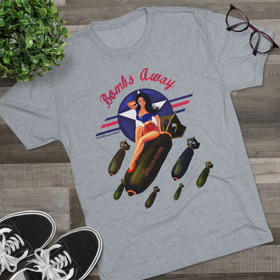 Thumbnail: Bombs Away - Unisex Soft Triblend - Patriotic Pin Up Girl Retro Vintage Tee