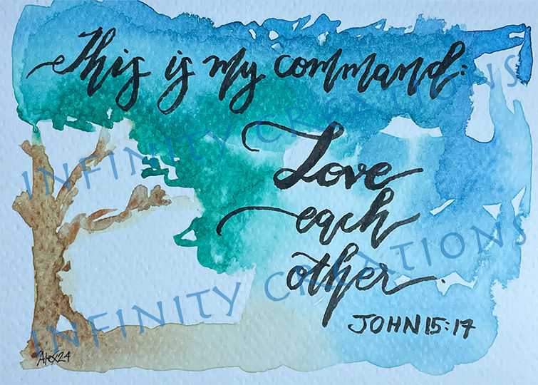 Greeting Cards - Scripture Verses Romans 12:15 and John 15:17