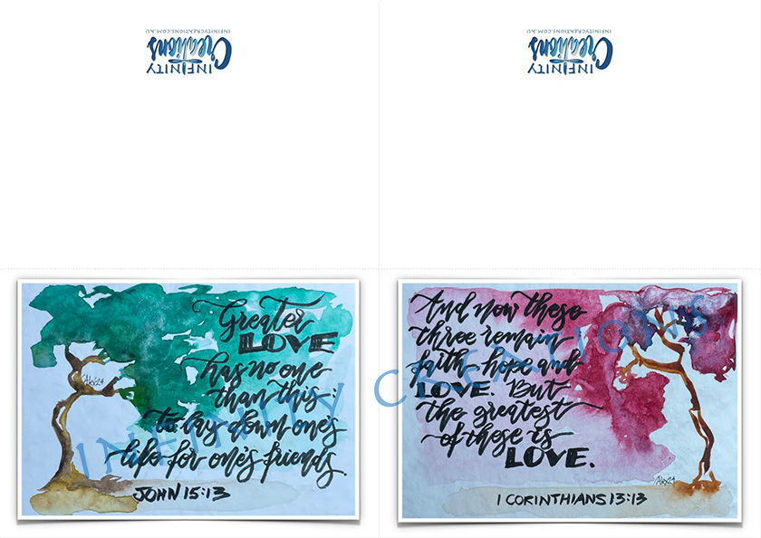 Thumbnail: Greeting Cards - Scripture Verses John 15:13 and 1 Corinthians 13:13
