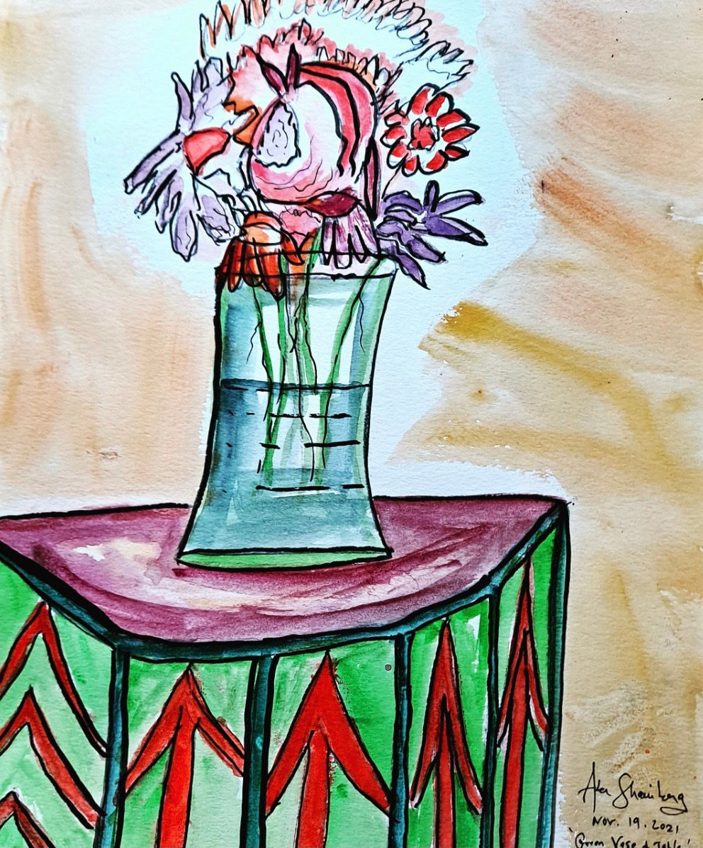 Green Vase and Table