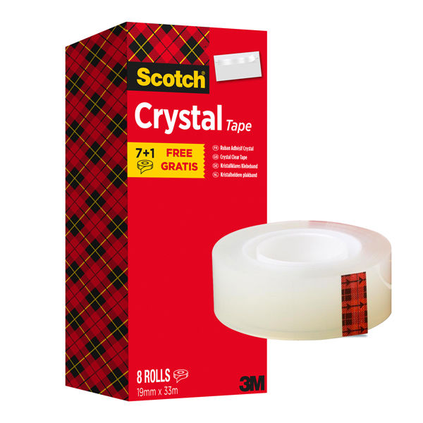 Nastro adesivo Scotch Crystal 600 - 19 mm x 33 m - acrilico - trasparente - immagine principale