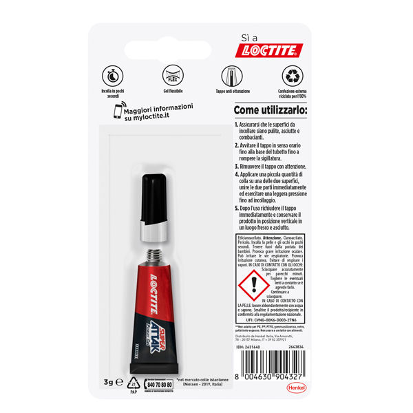 Miniatura: Colla Super Attak Power Gel - 3 gr - trasparente - Loctite - immagine 2