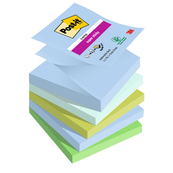 Blocco Post-it Super Sticky Z Notes - R330-5SS-OAS - 76 x 76 mm - colori Oasis - immagine principale