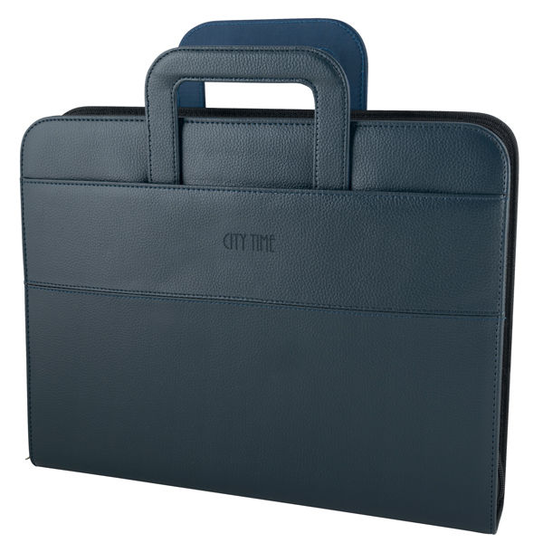 Portablocco - similpelle - c/anelli - blu - 28,5x36 cm - City Time - immagine principale