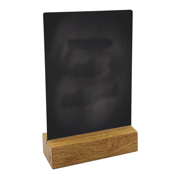 Lavagna da tavolo scrivibile - con base in legno massello - A5 - 15 x 21 x 5 cm - immagine principale