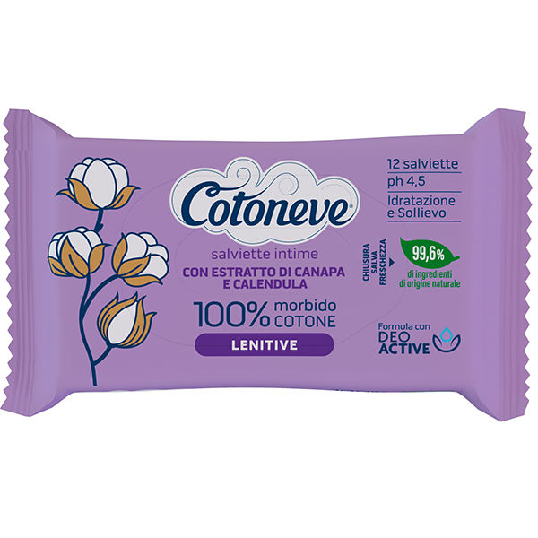 Salvietta intima lenitiva - cotone biodegradabile - Cotoneve - conf. 12 pezzi - immagine principale