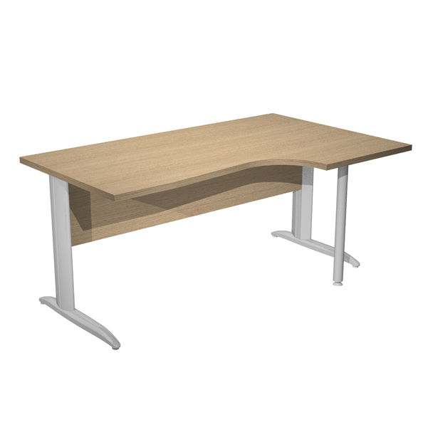 Scrivania Compact Destro Easy - 160 x 60/80/100 cm - Rovere/grigio cromato - immagine principale