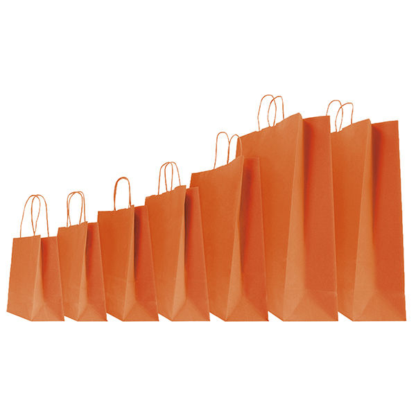 Shopper Twisted - maniglie cordino - 14 x 9 x 20 cm - carta kraft - arancio - immagine principale