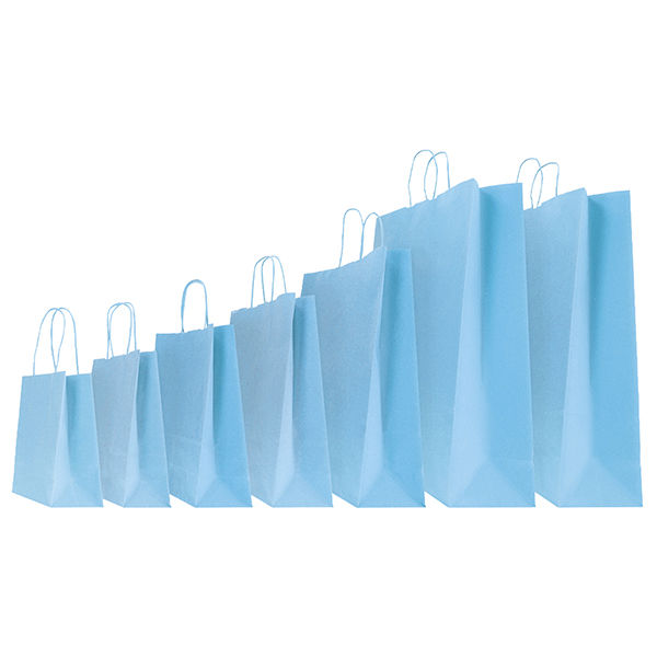 Shopper Twisted - maniglie cordino - 26 x 11 x 34,5 cm - carta kraft - azzurro - immagine principale