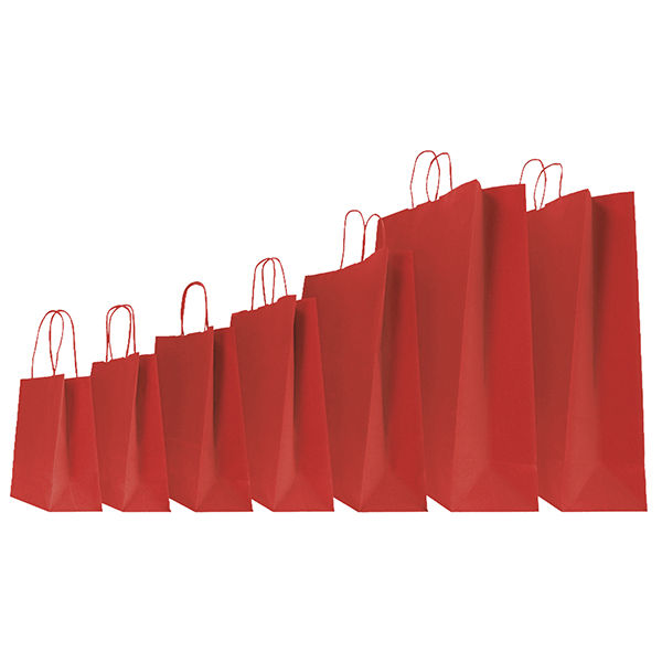 Shopper Twisted - maniglie cordino - 14 x 9 x 20 cm - carta kraft - rosso - immagine principale
