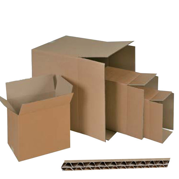 Scatola per imballo - onda doppia - 30 x 30 x 30 cm - cartone - avana - immagine principale