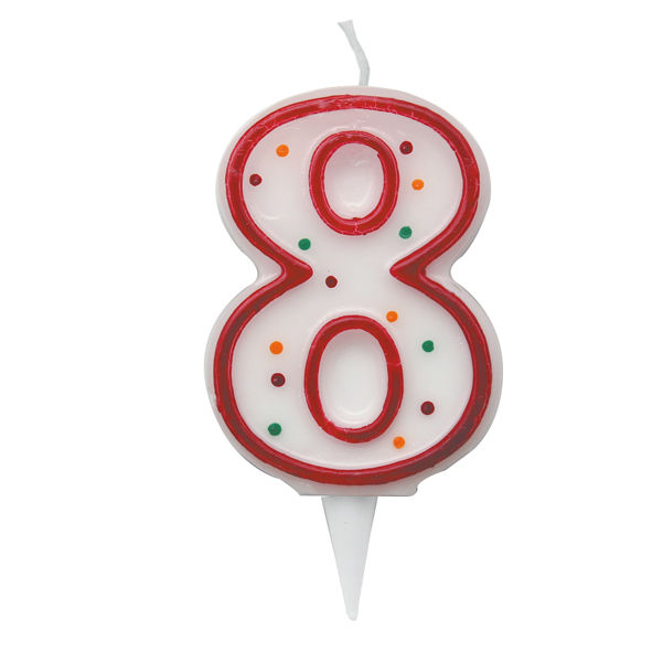 Candelina Zuccherino - numero 8 - H 8.5 cm - Big Party - immagine principale