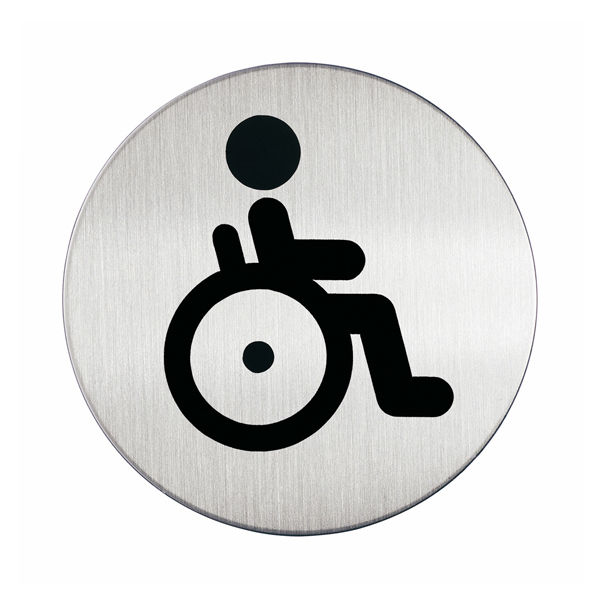 Pittogramma adesivo - WC diversamente abili - diametro 8,3 cm - acciaio - immagine principale
