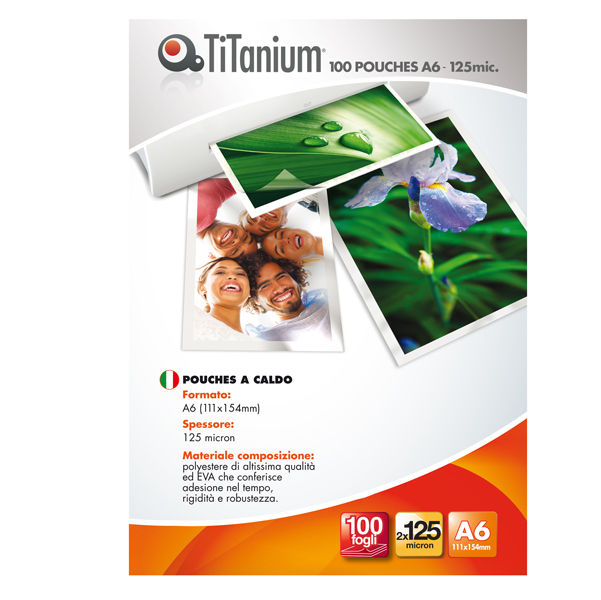 Pouches - A6 - 111x154 mm - 2x125 micron - Titanium - conf. 100 pezzi - immagine principale