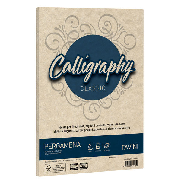 Carta Calligraphy pergamena - A4 - 190 gr - sabbia 02 - Favini - conf. 50 fogli - immagine principale
