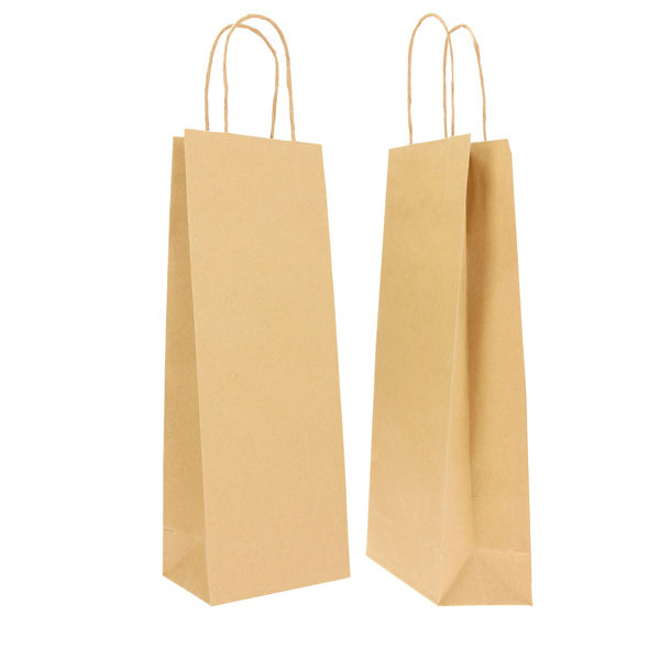 Portabottiglie BARBERA - maniglie cordino - 14 x 9 x 38 cm - carta biokraft - immagine principale