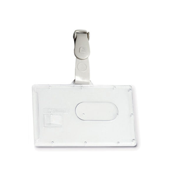 Portabadge rigido Pocket - clip in plastica - 5,3 x 8,5 cm - Fellowes - immagine principale