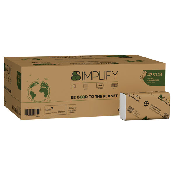 Asciugamani piegati a Z Simplify - 24 x 20,3 cm - goffratura a onda - 17,7 gr - immagine principale