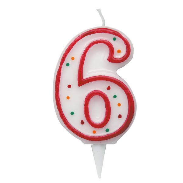 Candelina Zuccherino - numero 6 - H 8.5 cm - Big Party - immagine principale