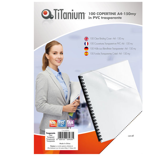 Copertine - A4 - 150 micron - PVC - neutro trasparente - Titanium - scatola 100 - immagine principale