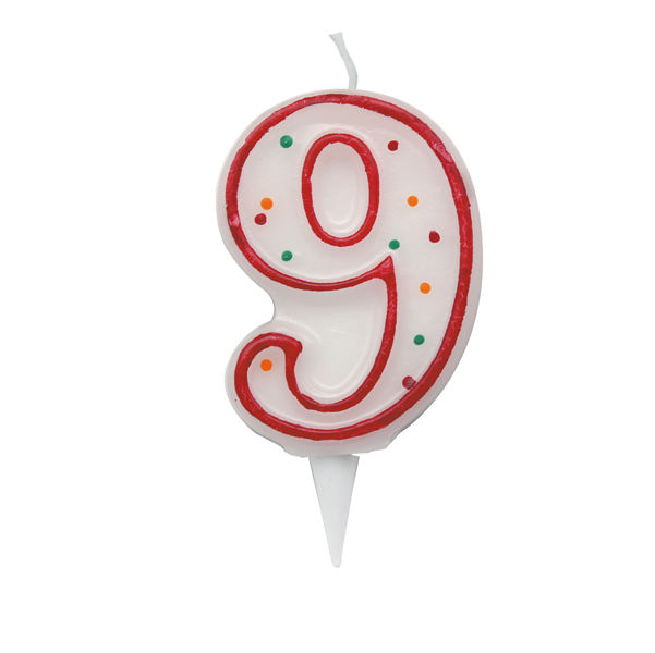 Candelina Zuccherino - numero 9 - H 8.5 cm - Big Party - immagine principale