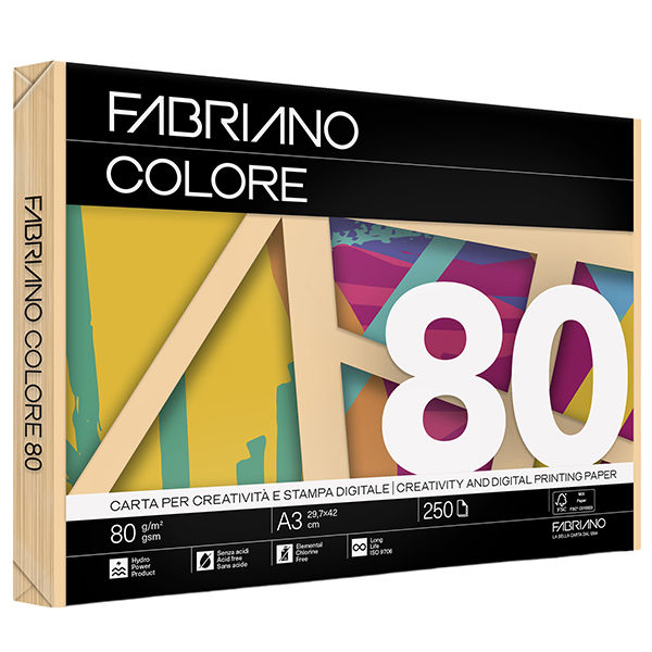 Carta Fabriano Colore - A3 - 80 gr - colori tenui albicocca - Fabriano - conf. - immagine principale