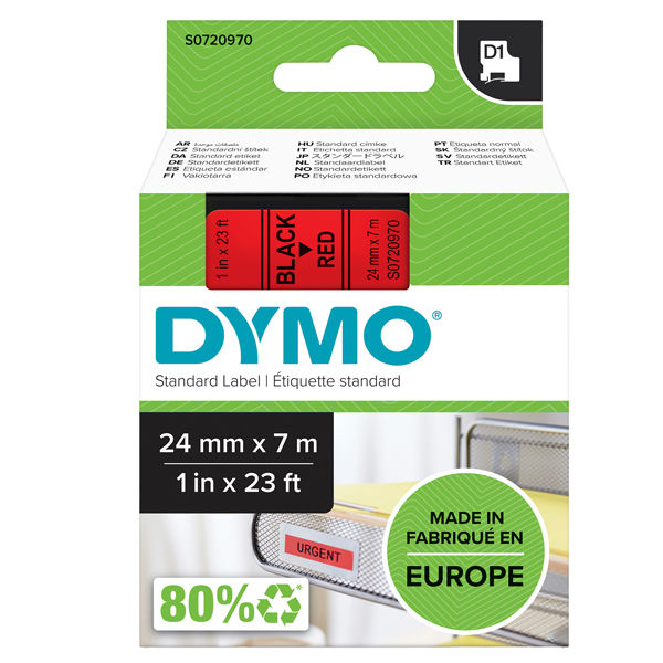 Nastro D1 standard 537170 - 24 mm x 7 mt - PL - nero/rosso - Dymo - immagine principale