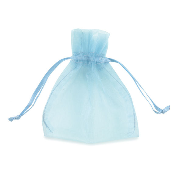 Sacchetti bomboniera Milly - 8,5 x 10 cm - organza - celeste - PNP - conf. 20 - immagine principale